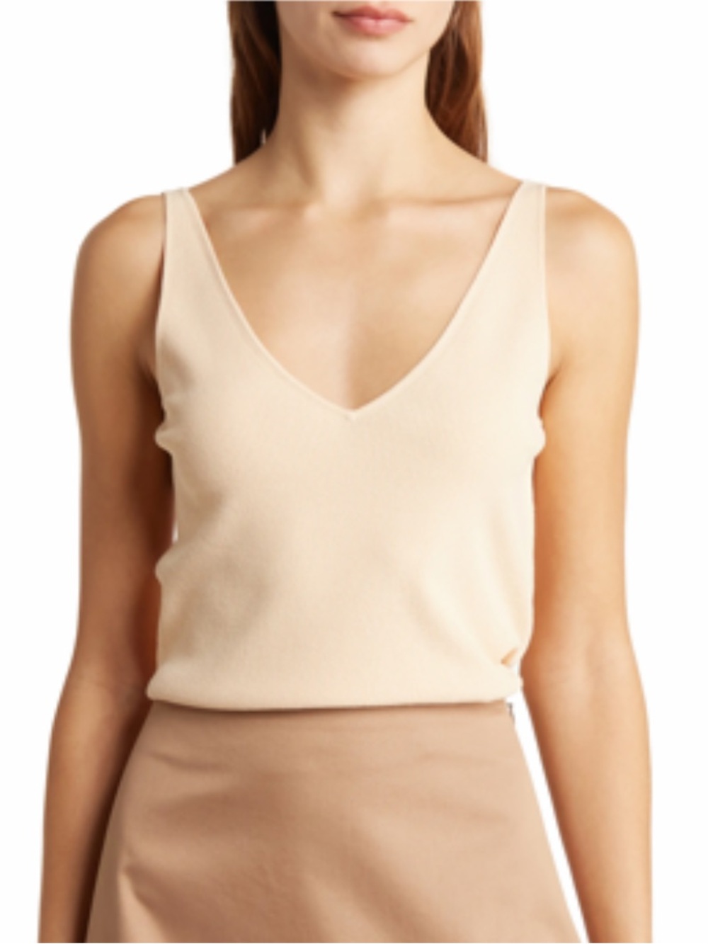 Theory Double V Ribbed Crop Sweater Tank Small